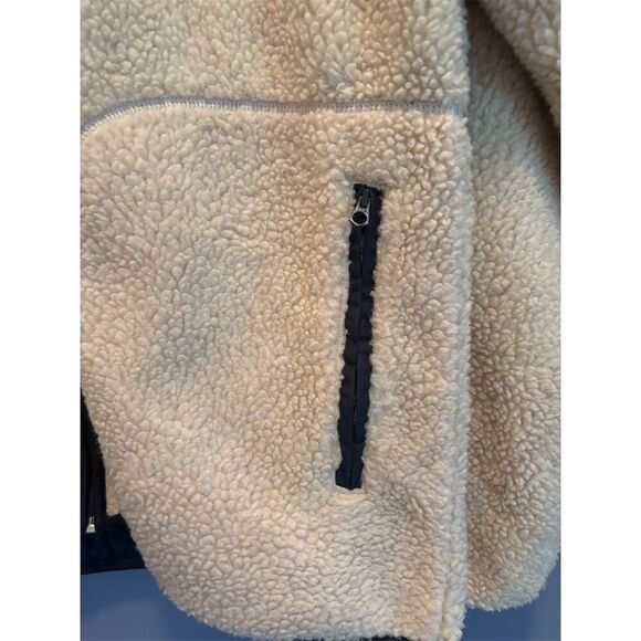 Old Navy Women's Large Cream & Navy Zippered Jacket Casual Mid-Length - Picture 3 of 7